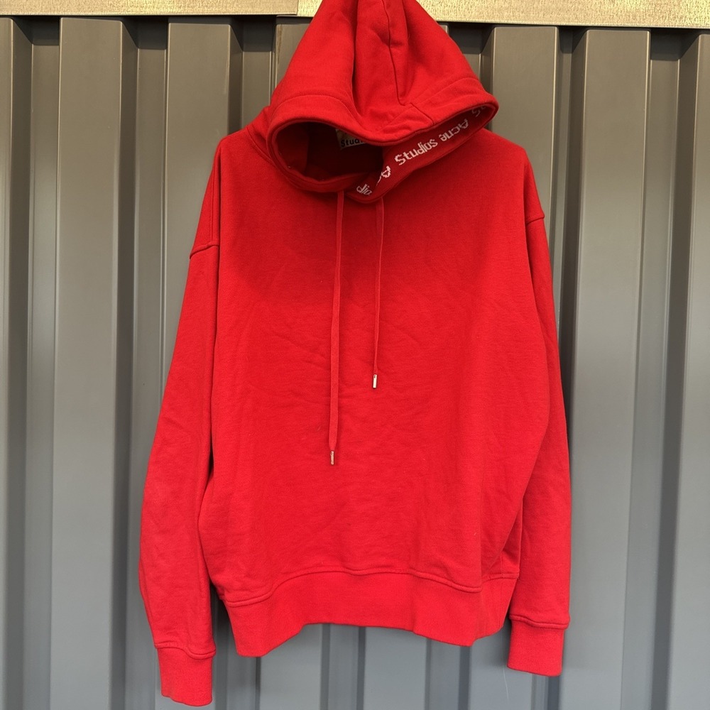 Acne Studios Oversized Hoodie Sweatshirt Red Lettering Inside Mens Large